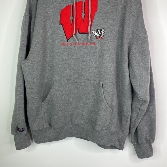 Jansport Gray Hooded UW Wisconsin Badgers Sweatshirt Size XL - Picture 3 of 9